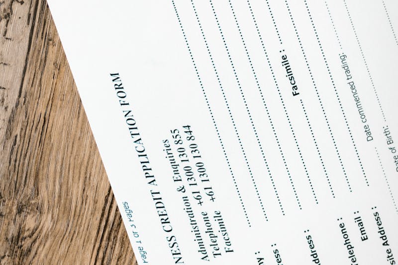 business credit application form